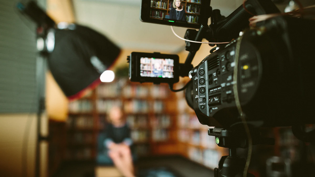 Professional camera and video production setup in a studio environment