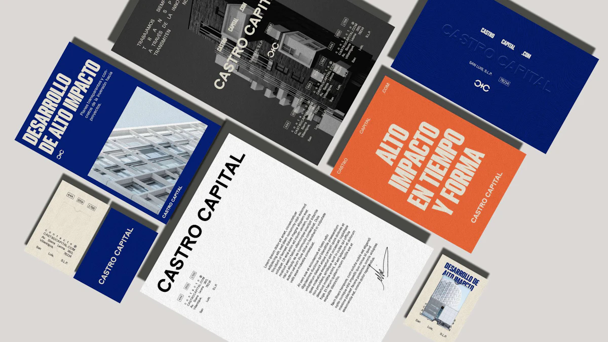 Professionally designed brochures arranged in an architectural display